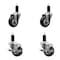 Service Caster 3.5'' SS Black Poly Wheel Swivel 1-1/4'' Expanding Stem Caster Set 2 Brakes, 4PK SCC-SSEX20S3514-PPUB-BLK-2-TLB-2-114 - alternate 1